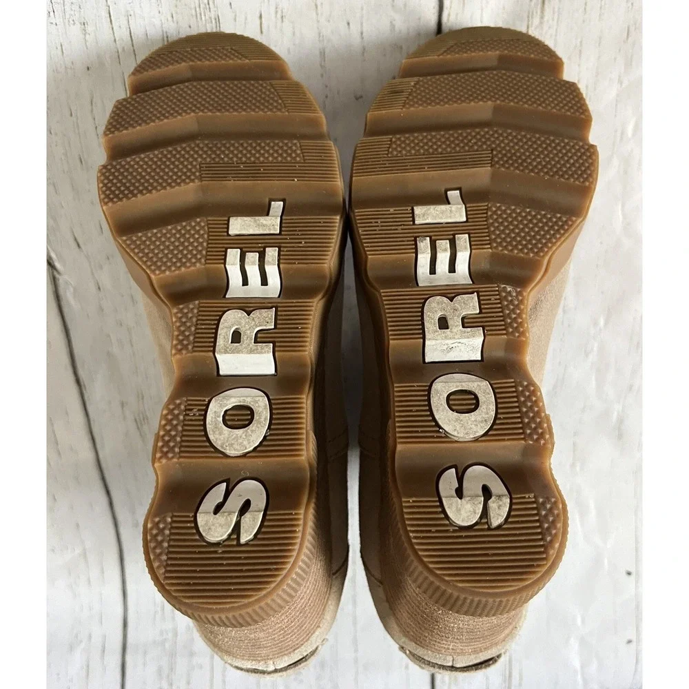 Sorel Beige Suede Wedge Rain Boots In 9 1/2